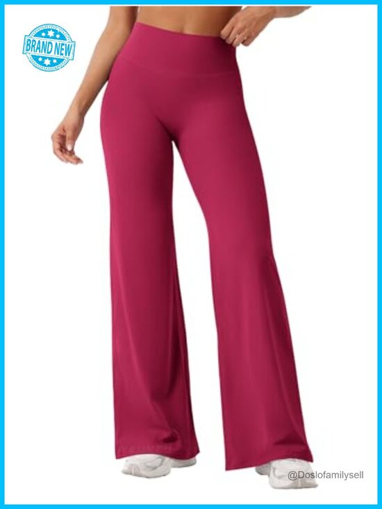Pants - High-Waisted Straight Leggings with No Front Seam, Buttery Soft Nylon Spandex